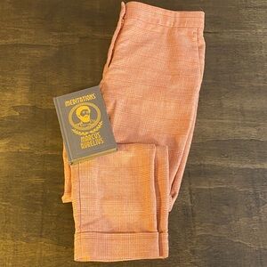 Ann Taylor Peach Plaid Heavy Weight Straight Leg Pants